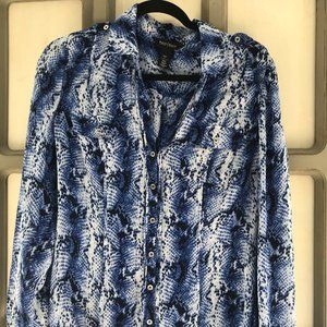 Beautiful Blue Pattern WHBM Blouse